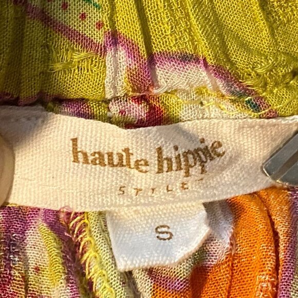 Haute Hippie Wide Leg Ankle Pants Womens Size S Elastic Waist Boho Peasant - Picture 5 of 6